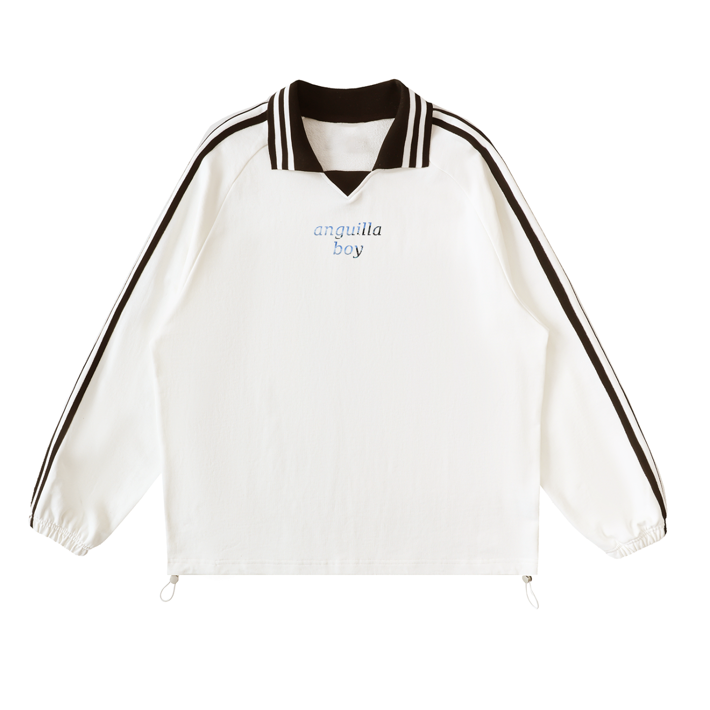 Anguilla Boy Contrast Striped Lapel Collar Sweatshirt