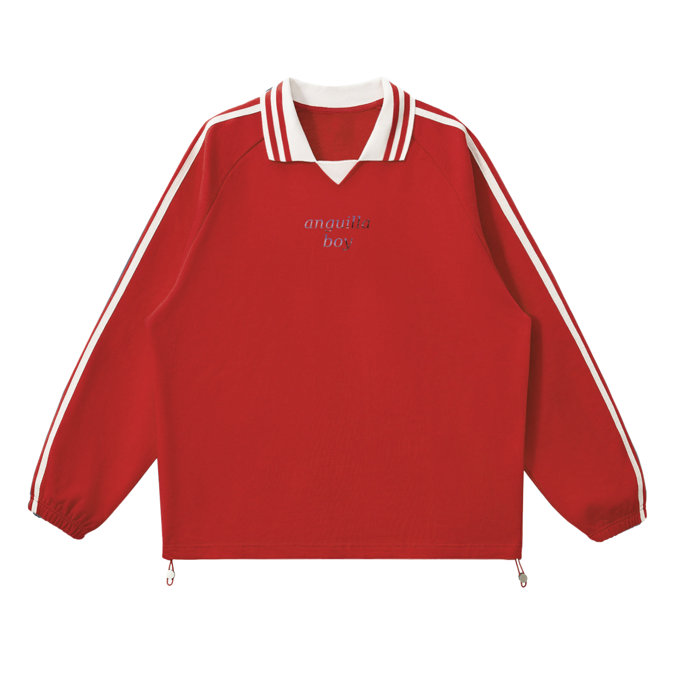 Anguilla Boy Contrast Striped Lapel Collar Sweatshirt